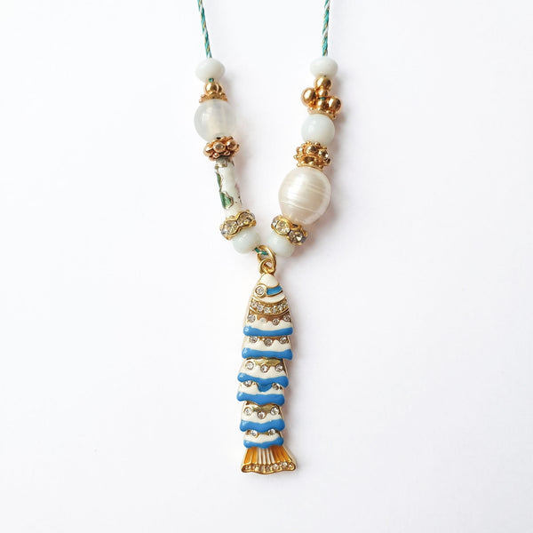 PHILIPPA KUNISCH S Fish Necklace in Blue