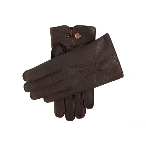 DENTS Eton Cashmere Lined Leather Gloves in Bark/Tangerine