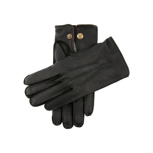 DENTS Eton Cashmere Lined Leather Gloves in Black/Pewter