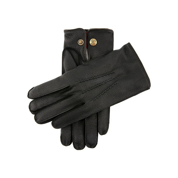 DENTS Eton Cashmere Lined Leather Gloves in Black/Pewter