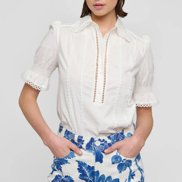 DEA KUDIBAL DaraDEA Blouse with Lace Details in Natural White