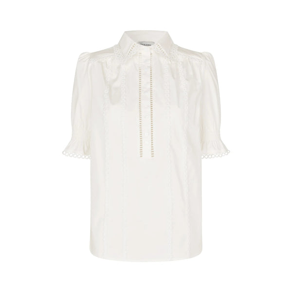DEA KUDIBAL DaraDEA Blouse with Lace Details in Natural White