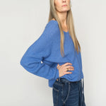 MOS MOSH MMThora V-Neck Relaxed Fit Knit Jumper in Ultramarine