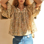 FAUNE Shiva Blouse in Green Shiva Print