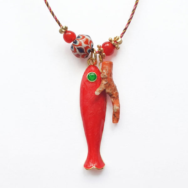 PHILIPPA KUNISCH S Fish Necklace in Red