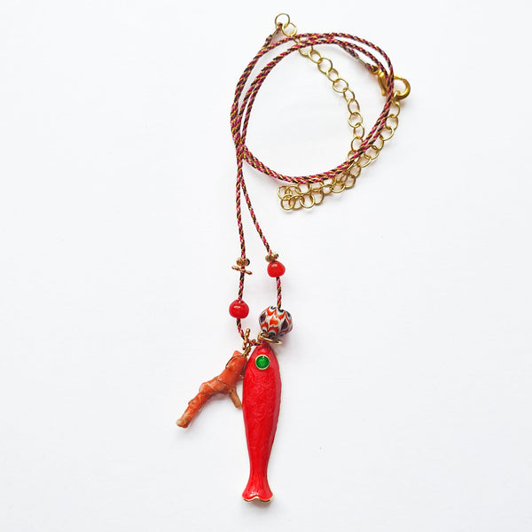 PHILIPPA KUNISCH S Fish Necklace in Red