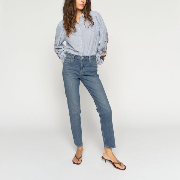 MOS MOSH MMAsya Jentra Slim-Fit Jeans in Mid Blue
