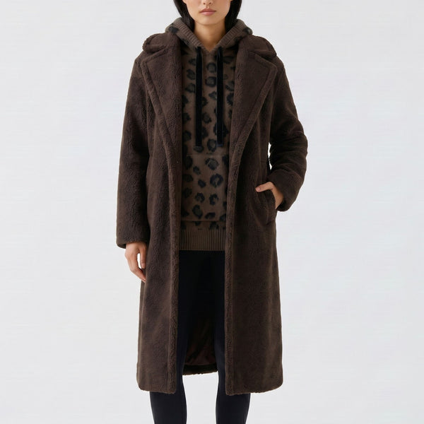 OUI Long Teddy Winter Coat in Mulch