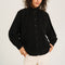 SACRECOEUR Soline Baby Corduroy Velvet Blouse in Black