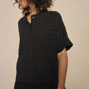 MMToba Jacquard Voile Blouse in Black