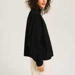 SACRECOEUR Soline Baby Corduroy Velvet Blouse in Black