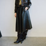BAUM UND PFERDGARTEN Saimi Leather Button Detail Skirt in Mole Brown