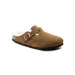 BIRKENSTOCK Boston Shearling Suede Leather Mules in Mink