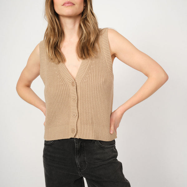 MOS MOSH MMKirby Knit Vest in Savannah Tan