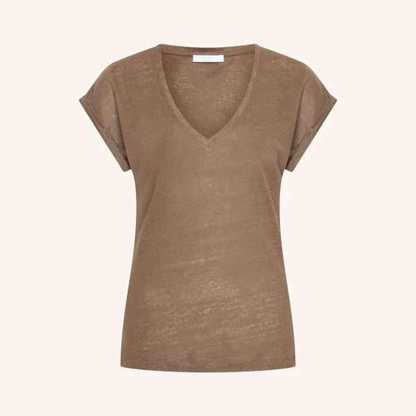 BY-BAR Momi Linen Top in Iced Coffee