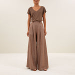 BY-BAR Momi Linen Top in Iced Coffee