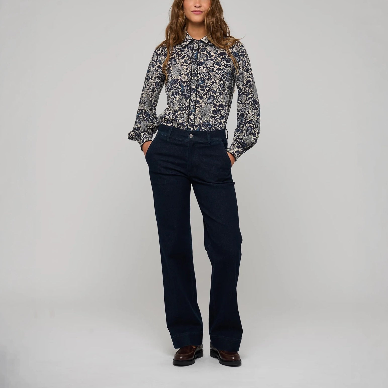 DEA KUDIBAL LenaDEA Silk Blouse with Special Trim in Dentelle Midnight