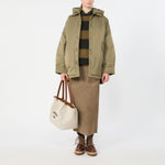 WEEKEND MAX MARA WKDTuono Alpaca and Wool Blend Sweater in Khaki Pinstripes