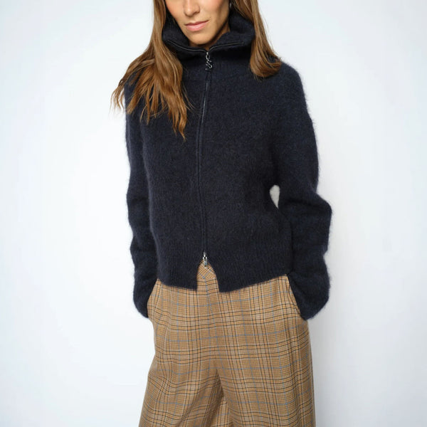 MOS MOSH MMHulda Knit Zip Cardigan in Salute Navy