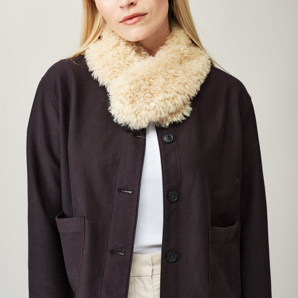 HELEN MOORE Faux Sheepskin Vintage Collar in Cream