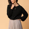 NOBLE WILDE Bellow Sleeve Crewneck Knit in Black