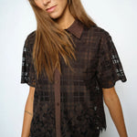 MOS MOSH MMLia Checko Short Sleeve Lace Shirt in Delicioso