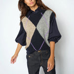 MOS MOSH MMJennine Argyll Alpaca Knitted Tank in Salute Navy