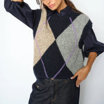 MOS MOSH MMJennine Argyll Alpaca Knitted Tank in Salute Navy