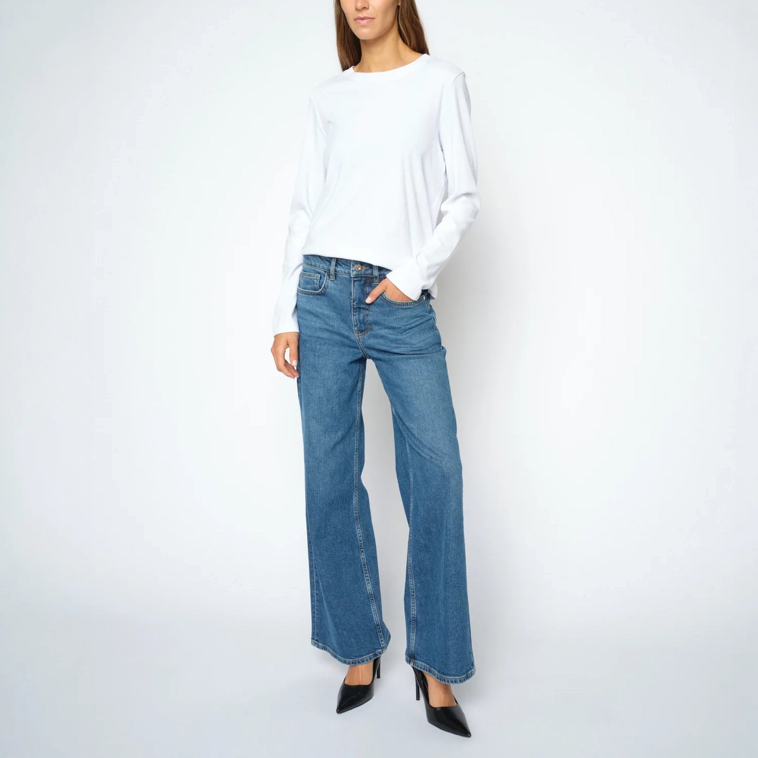 MOS MOSH MMDara Authentic Wide Leg Jeans in Blue