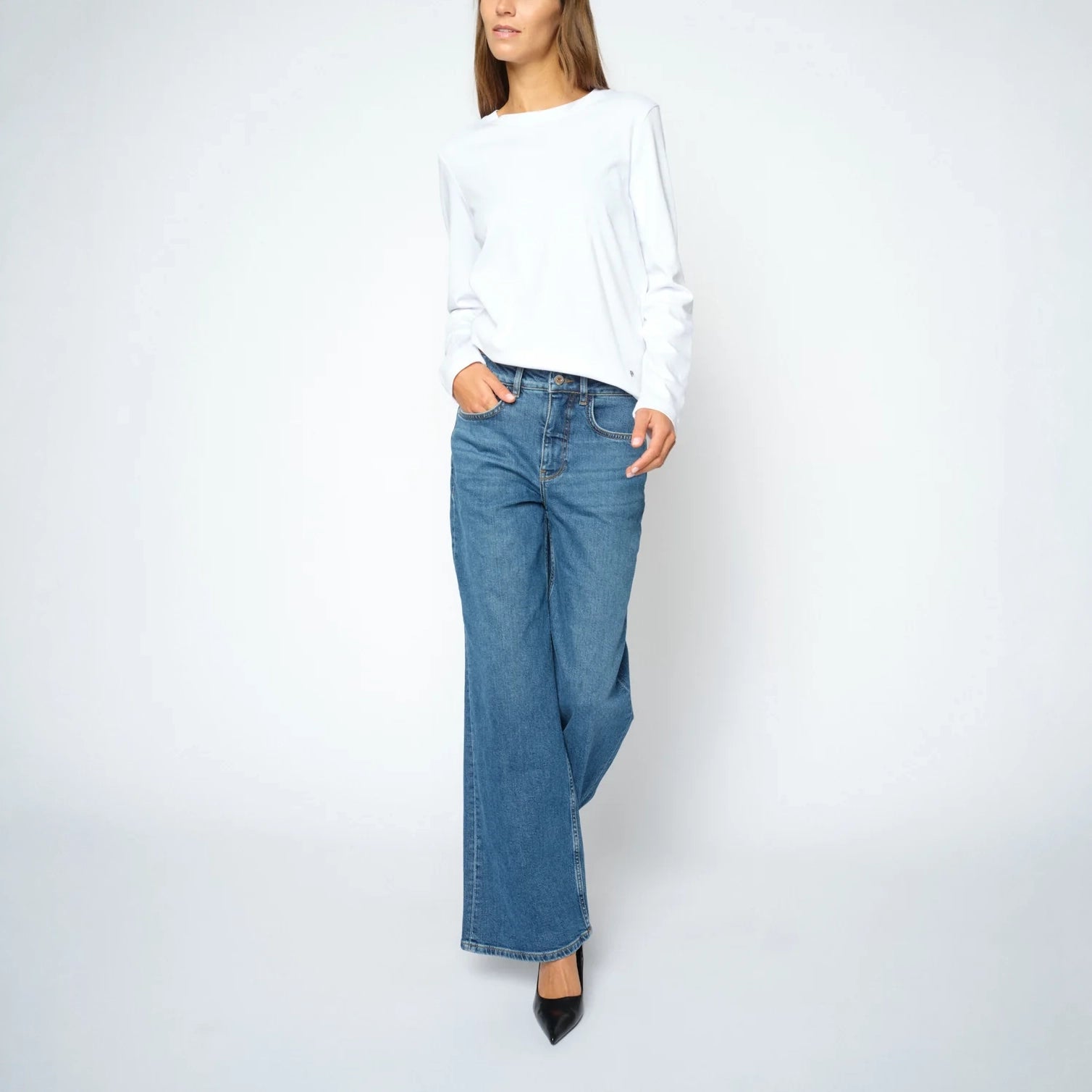 MOS MOSH MMDara Authentic Wide Leg Jeans in Blue