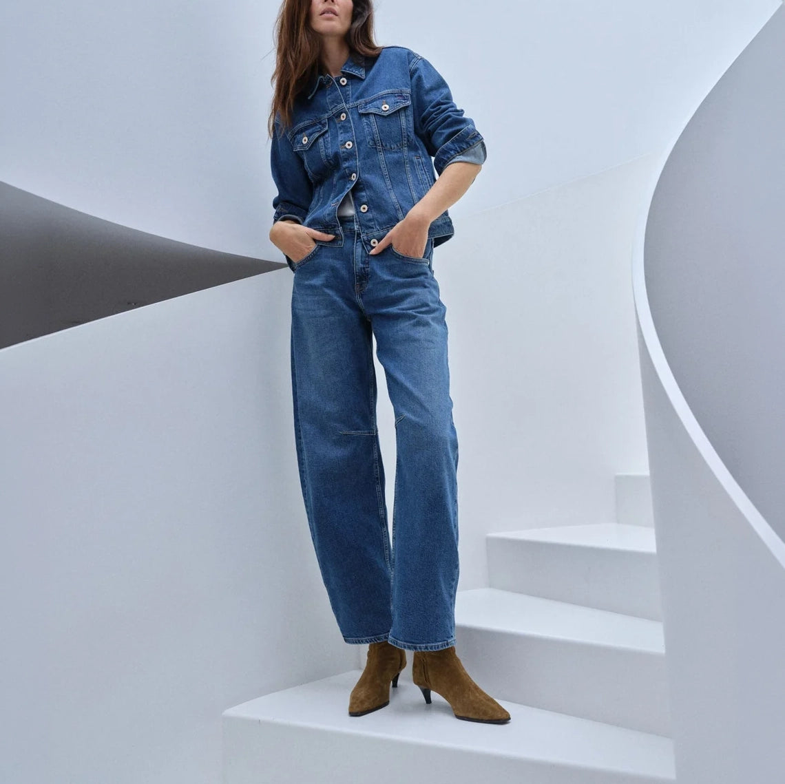 MOS MOSH MMTess Authentic Barrel Leg Jeans in Blue