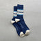 IVY ELLIS The Marvin Men's Crew Length Socks in Navy/Light Blue