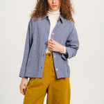 SACRECOEUR Linetta Mike Gingham Check Overshirt in Blue