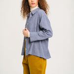 SACRECOEUR Linetta Mike Gingham Check Overshirt in Blue