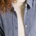 SACRECOEUR Linetta Mike Gingham Check Overshirt in Blue
