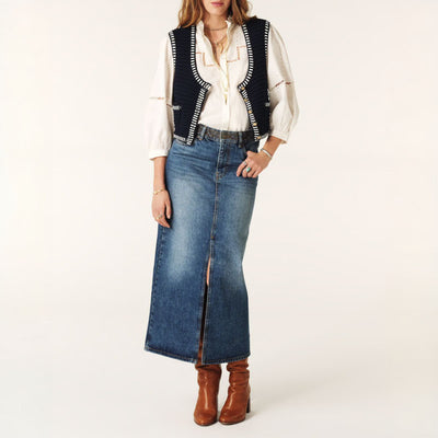 BA&SH Math Skirt in Blue Jeans