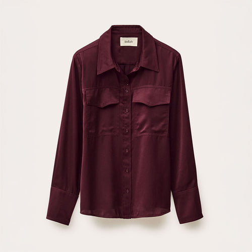 BA&SH Canoli Long Sleeve Shirt in Prune