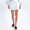 GREEK ARCHAIC KORI Elastic Waist Interlock Stitch Shorts in White/Black