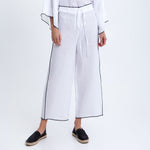 GREEK ARCHAIC KORI Cropped Interlock Stitch Trousers in White/Black