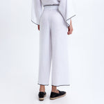 GREEK ARCHAIC KORI Cropped Interlock Stitch Trousers in White/Black