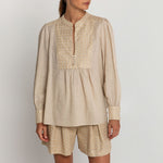 GREEK ARCHAIC KORI Cross Top in Beige/Gold