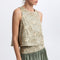 GREEK ARCHAIC KORI Triangle Embroidered Sleeveless Top in Sage/Gold