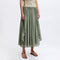 GREEK ARCHAIC KORI Long Triangle Embroidered Skirt in Sage/Gold