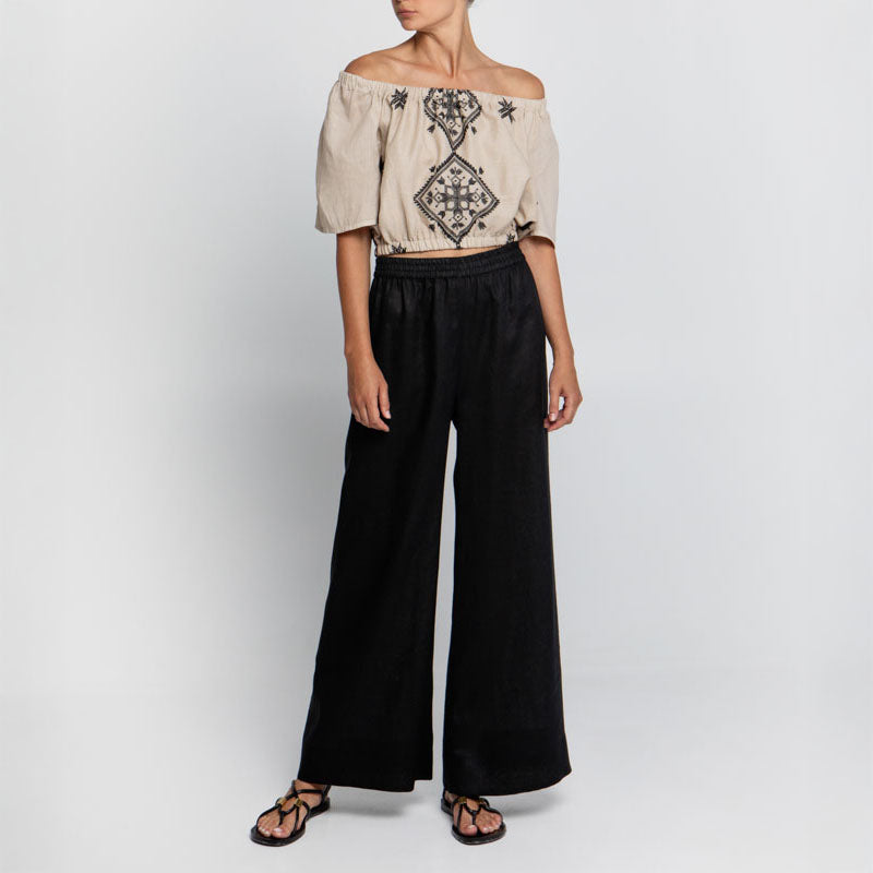 GREEK ARCHAIC KORI Lefkada Top in Beige/Black