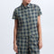 GREEK ARCHAIC KORI Daisy Back Pleat Linen Shirt in Sage/Navy Blue