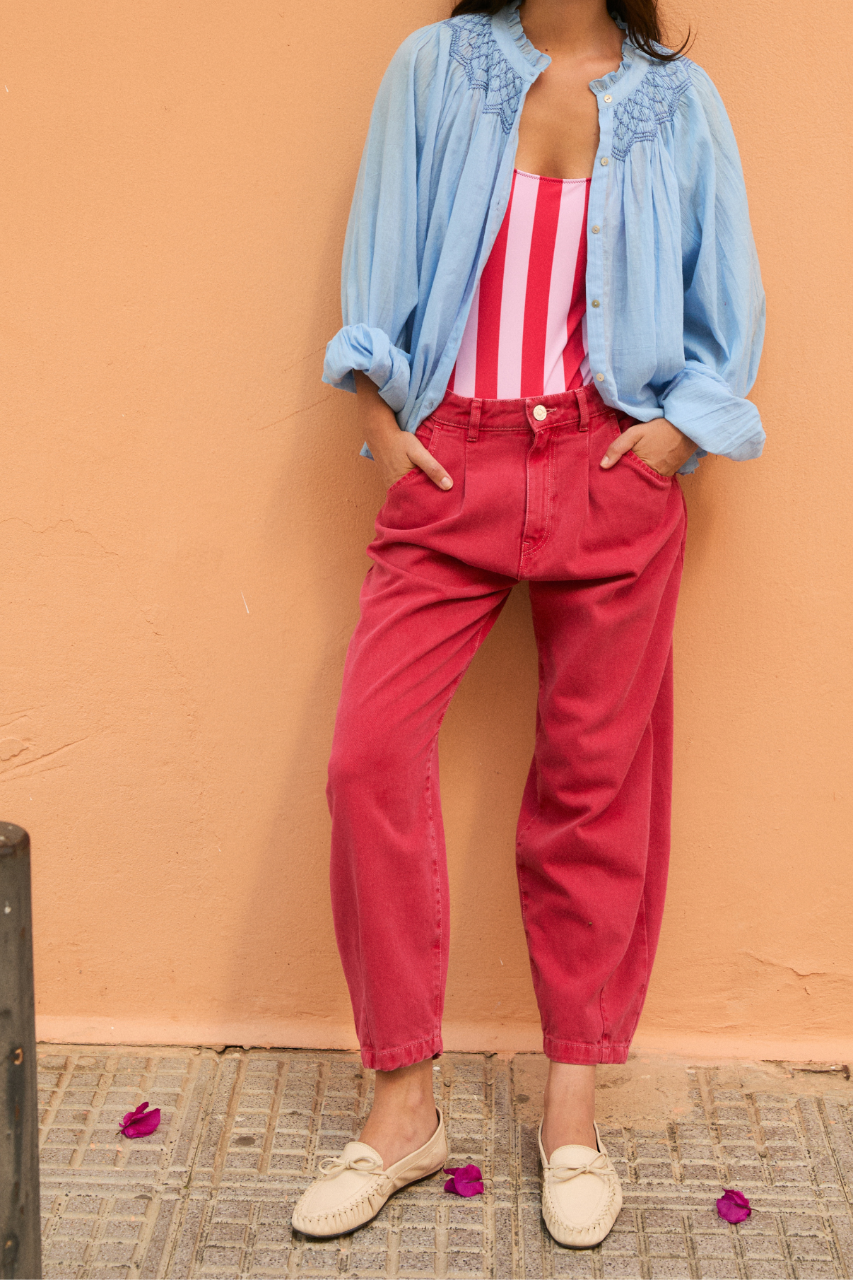 SOPHIE + LUCIE Sarga Boyfriend Jeans in Red