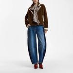 ESSENTIEL ANTWERP Kugar Contrast Trim Cardigan in Brown/White