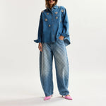 ESSENTIEL ANTWERP Konnection Rhinestone Shirt in Aquamarine