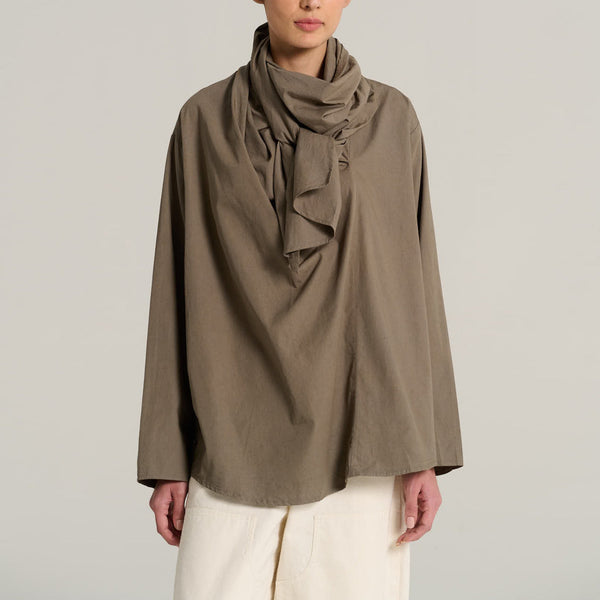 V DE VINSTER Marcel Cotton Blouse in Anthracite