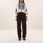BY-BAR Senne Embroidered Blouse in Sand